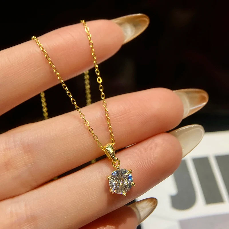 Moissanite Diamond Necklace – Sterling Silver for Women