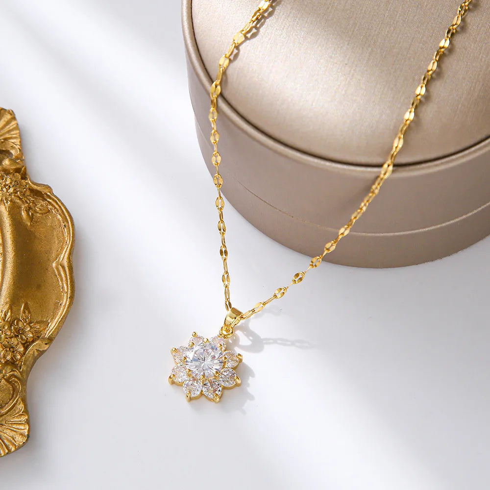 Pendant Stainless Steel Necklace – Korean Fashion for Women
