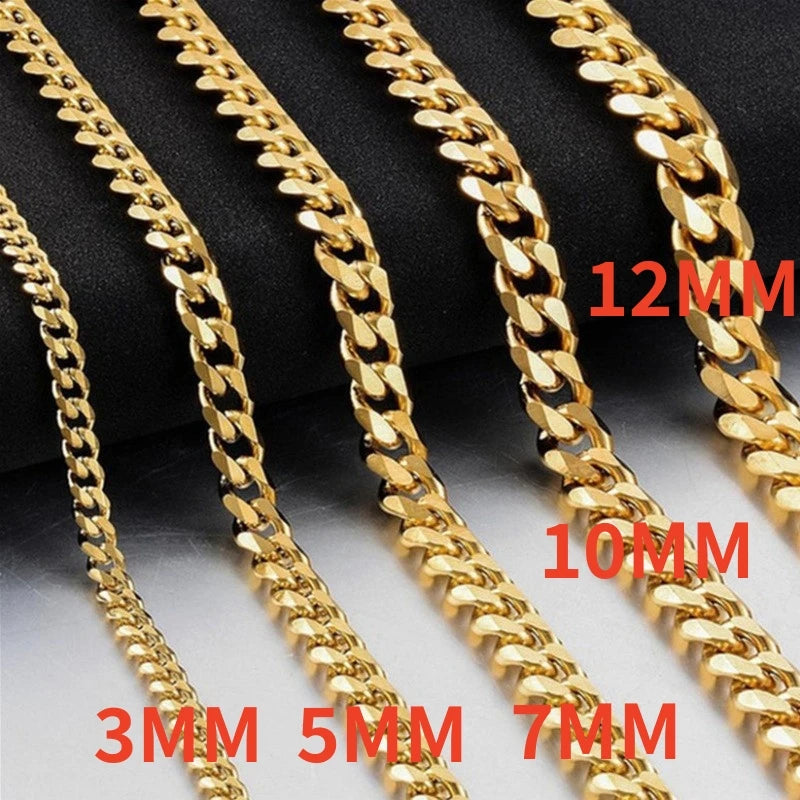 Unisex Stainless Steel Cuban Link Necklace Punk Goth Jewelry