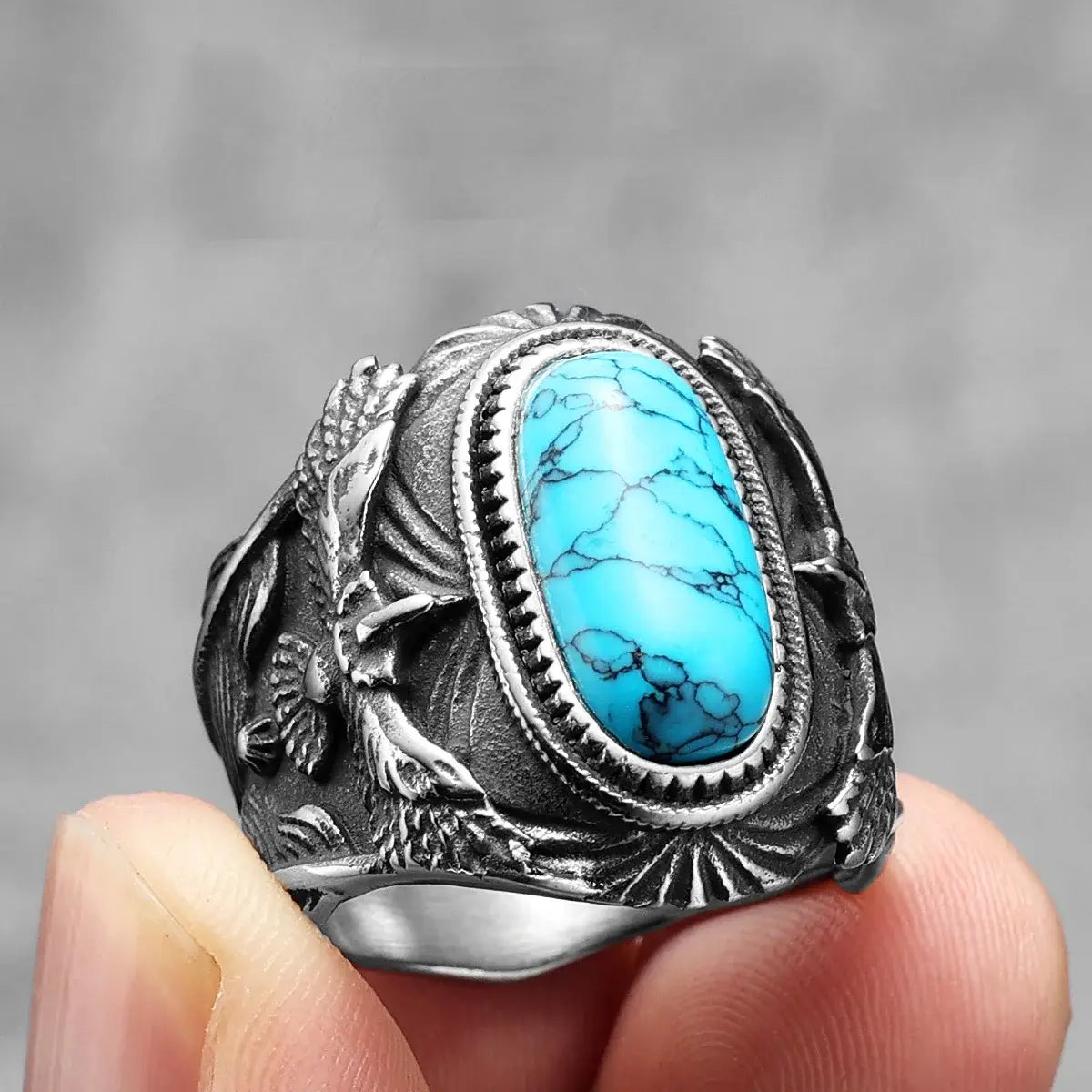 Soar Gemstone Eagle Ring – Punk Stainless Steel Jewelry