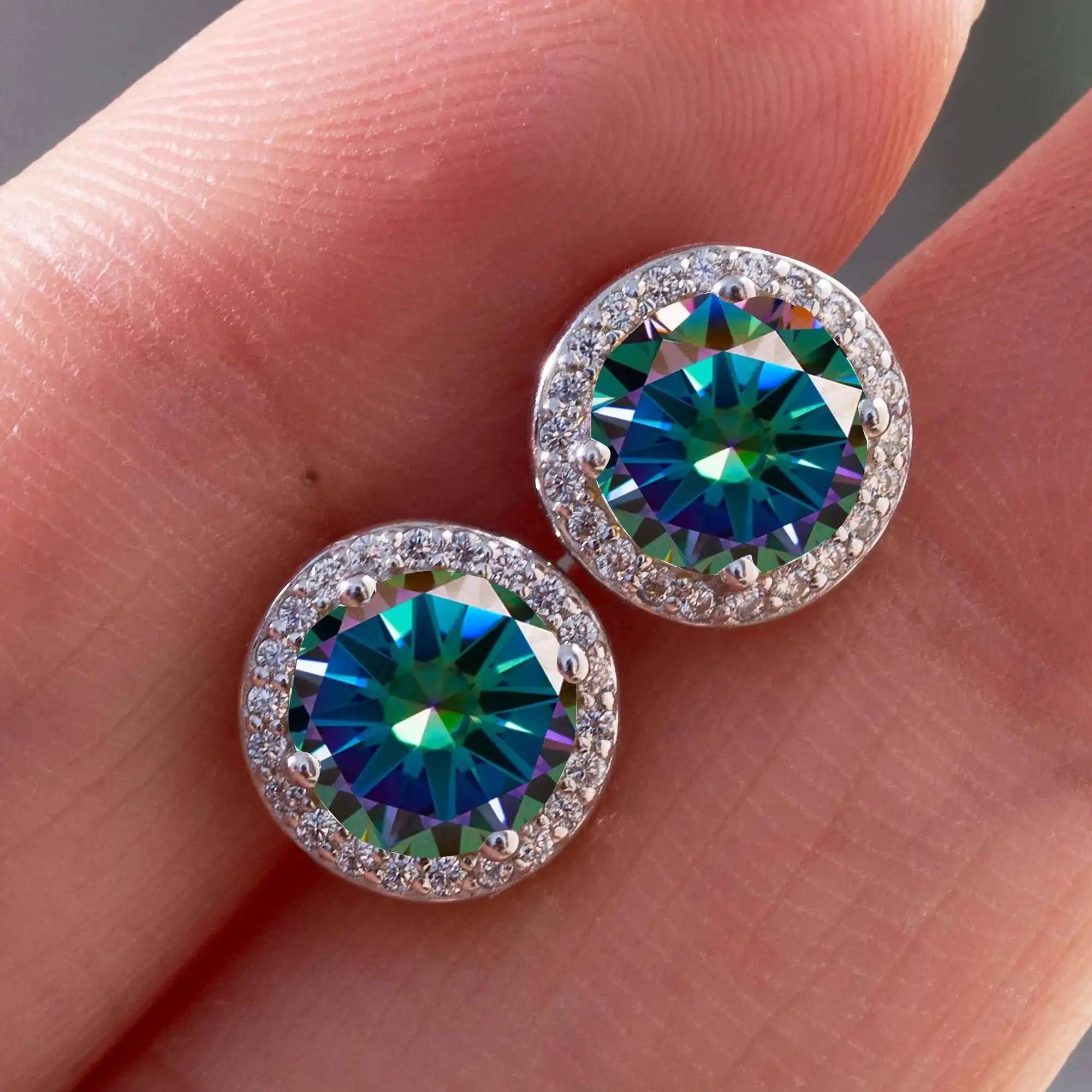 Luxury Sterling Silver Moissanite Round Earrings – Daily Wear Bridal Gift