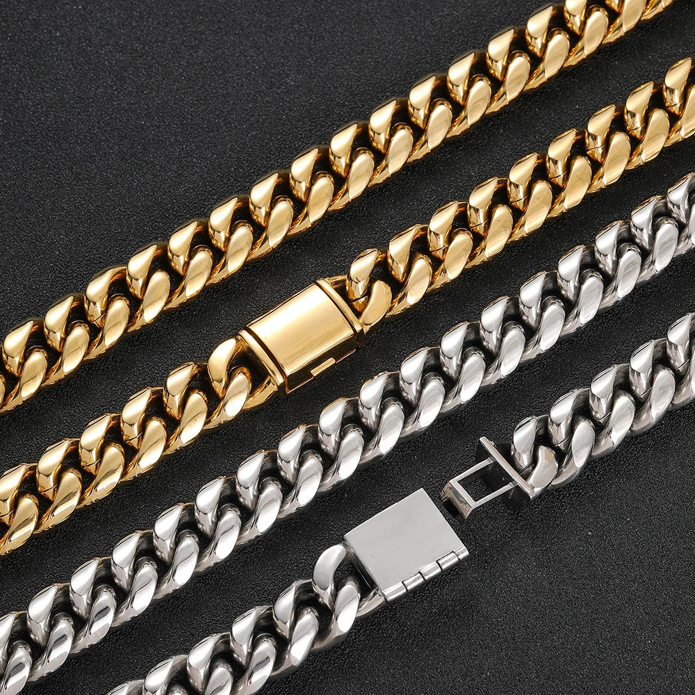Men’s Heavy Miami Cuban Link Chain Necklace Stainless Steel Durable