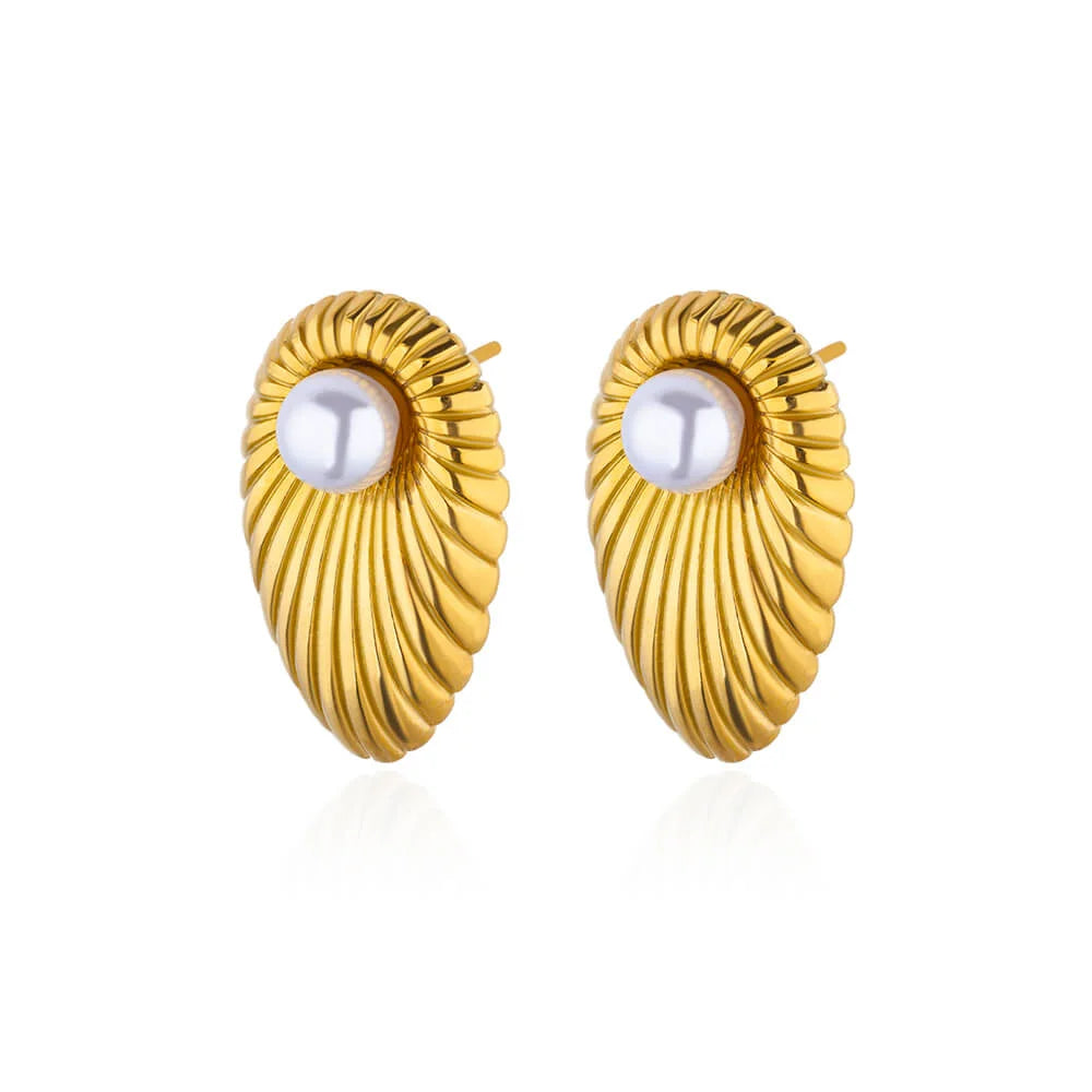 Baroque Pearl Circle Earrings for Women – Vintage Punk Clip-On