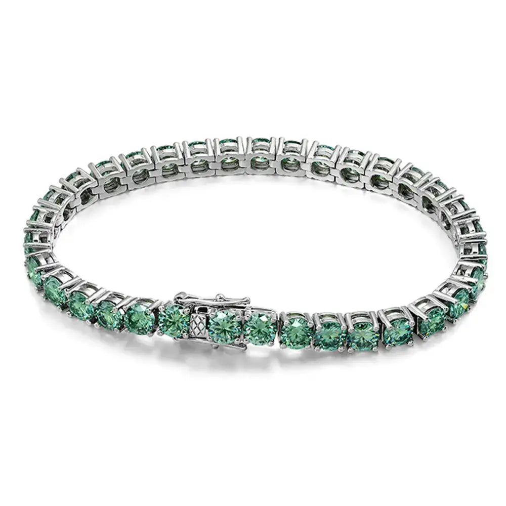Green Moissanite Tennis Bracelet – Lab Diamond Silver Jewelry