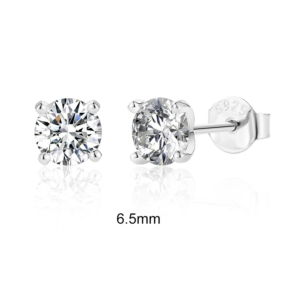 Luxury Moissanite Piercing Earrings in 925 Sterling Silver – Classic Sparkling Studs