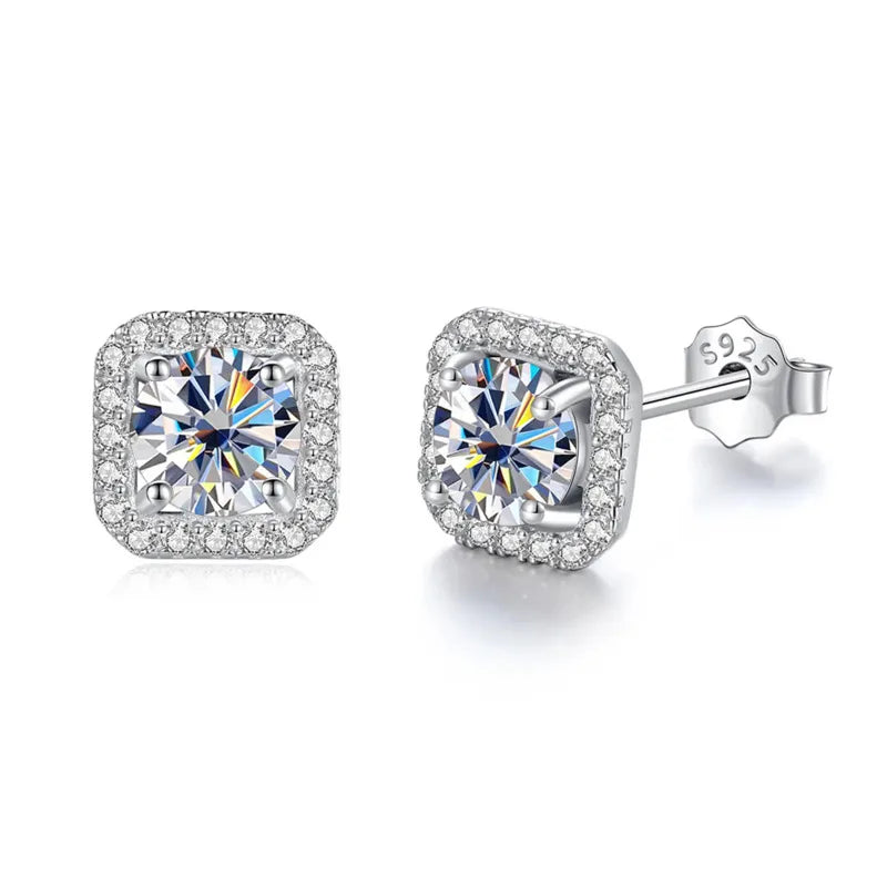 Premium Moissanite Diamond Stud Earrings for Women Sterling Silver