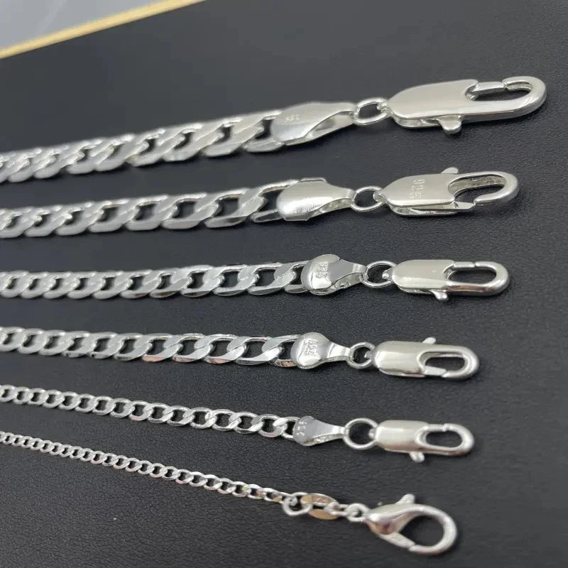 Sterling Silver Face Chain Necklace – Lobster Clasp, Unisex Jewelry Gift