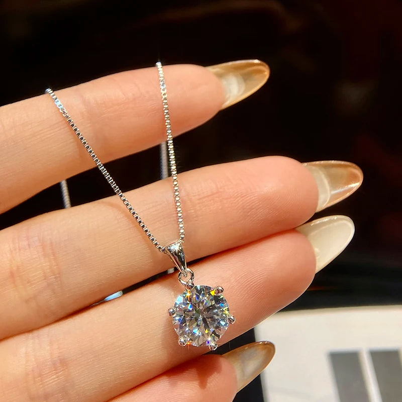 Moissanite Diamond Necklace – Sterling Silver for Women