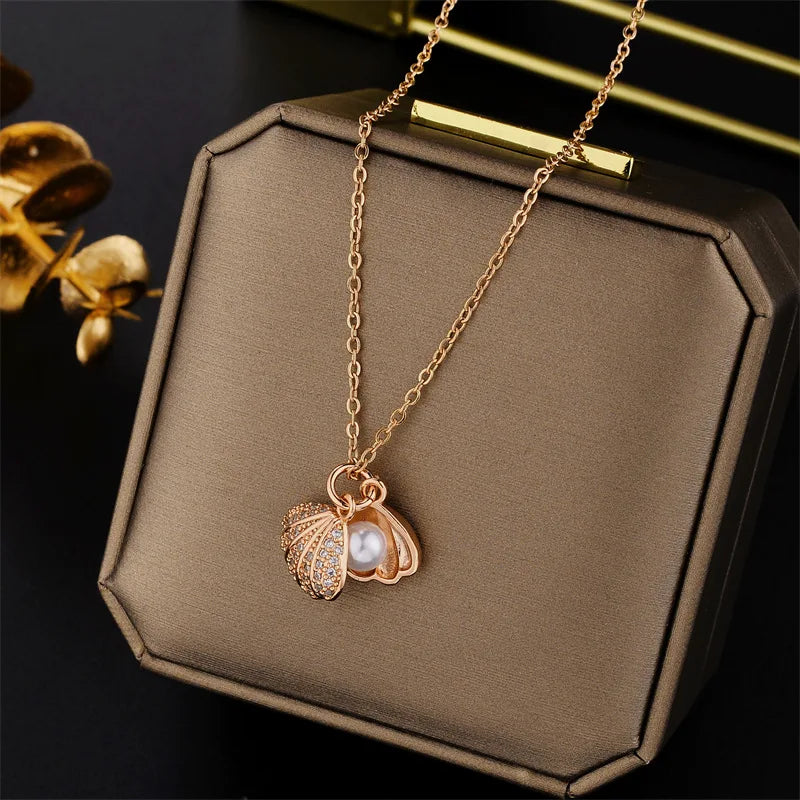 Luxury Zircon Crystal Pendant Necklace – Korean Fashion for Women