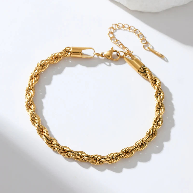 Gold Stainless Steel Unisex Chain Bracelet – 2025 Antiallergic Bangle