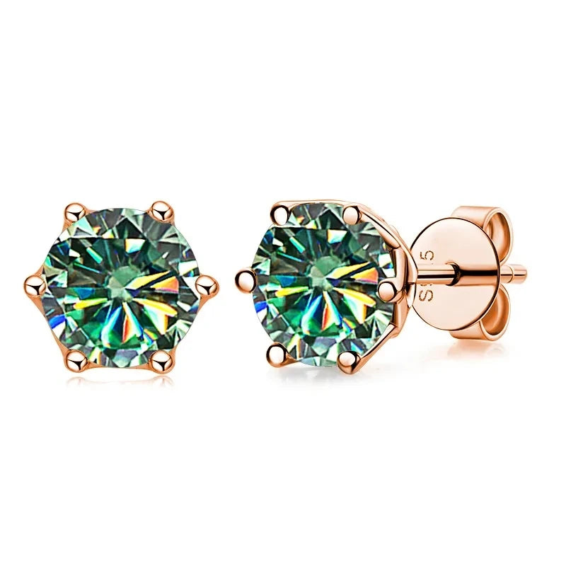 Wedding Moissanite Stud Earrings – Lab Created Diamond, Gold Plated Silver