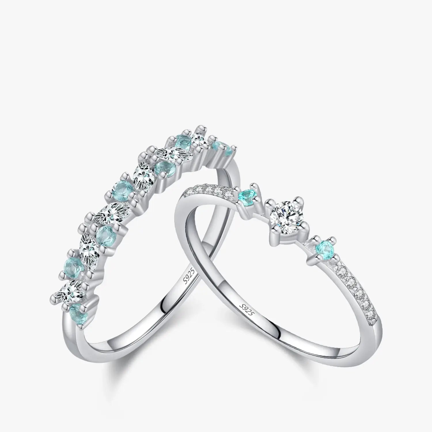 Mint Green Paraiba CZ Eternity Ring – Sterling Silver Stackable Band