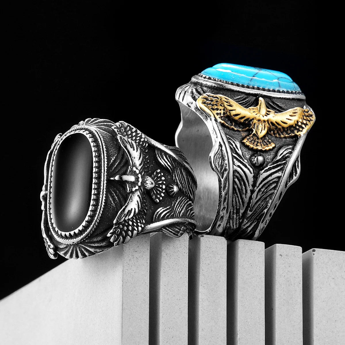 Soar Gemstone Eagle Ring – Punk Stainless Steel Jewelry