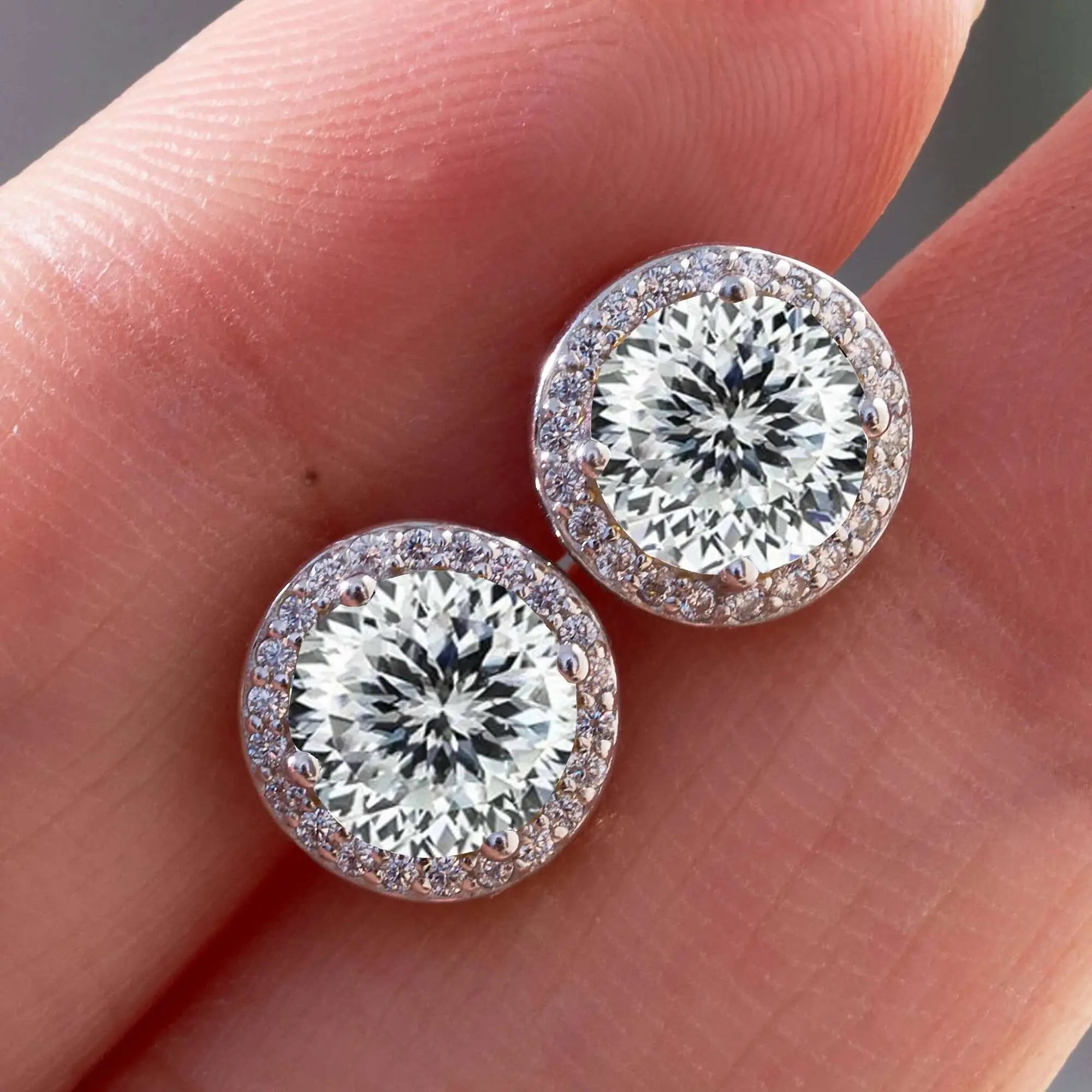 Luxury Sterling Silver Moissanite Round Earrings – Daily Wear Bridal Gift