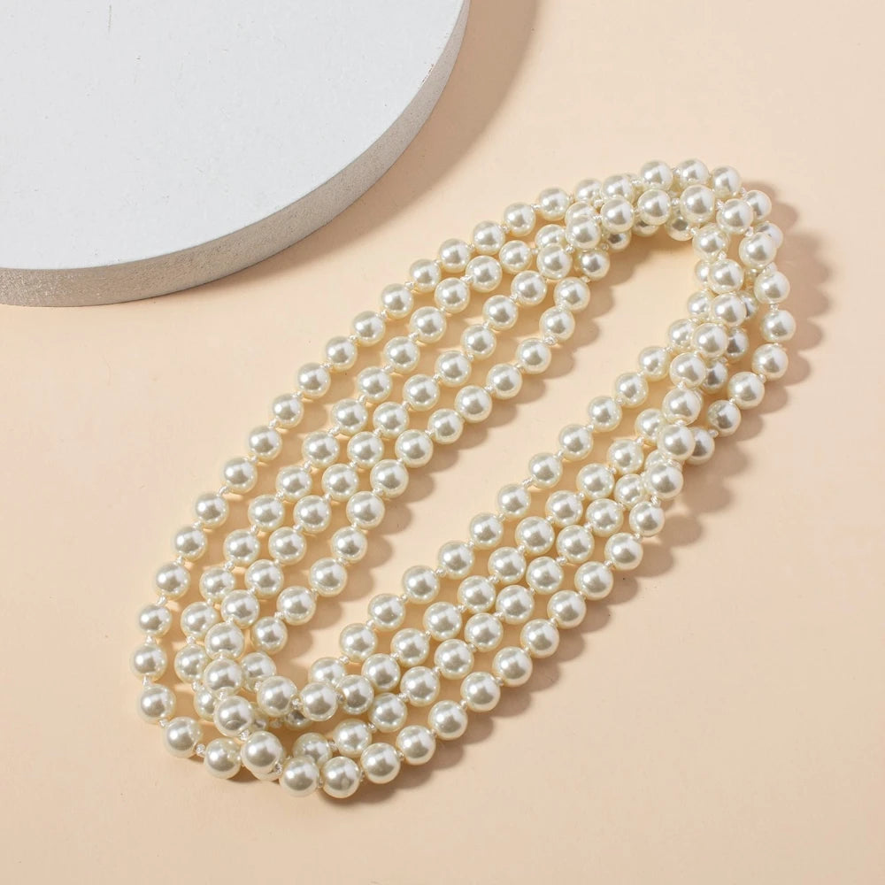 150cm Knot-Bead Pearl Necklace, Japanese/Korean Trendy Long Chain