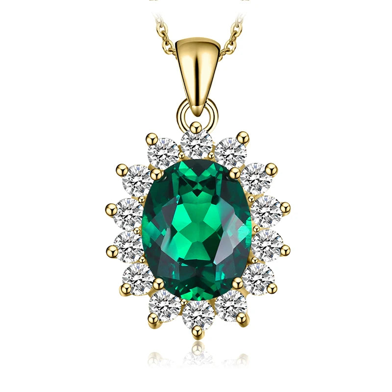 Diana Blue Sapphire Ruby Emerald Pendant – Sterling Silver (No Chain)