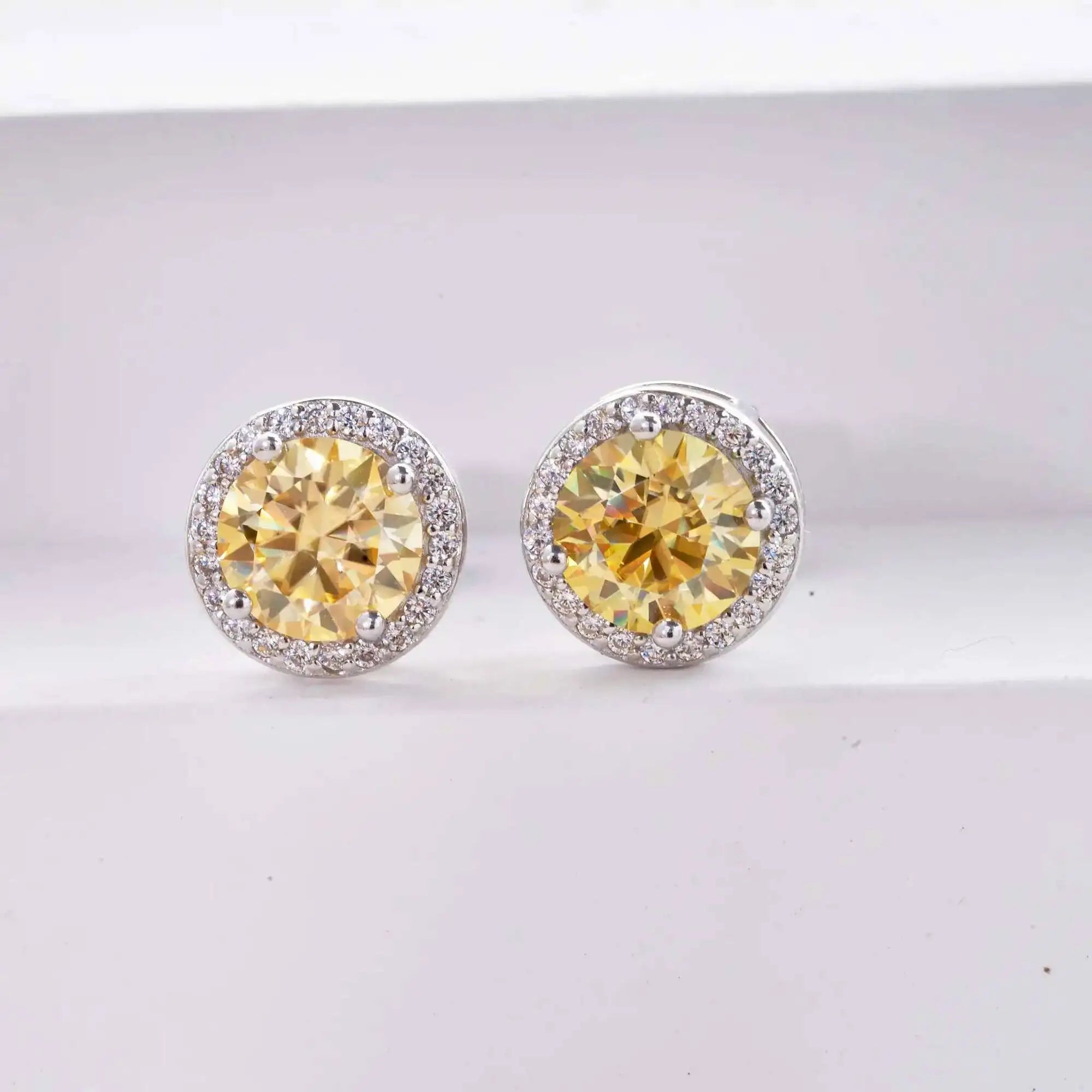 Luxury Sterling Silver Moissanite Round Earrings – Daily Wear Bridal Gift
