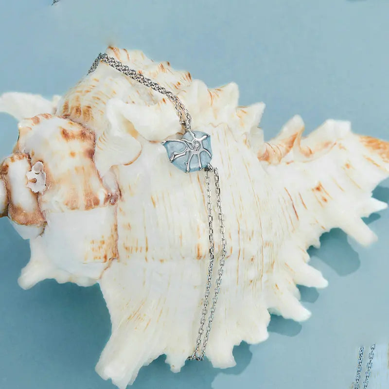 Sterling Silver Blue Seashell Bracelet – Women’s Jewelry Gift