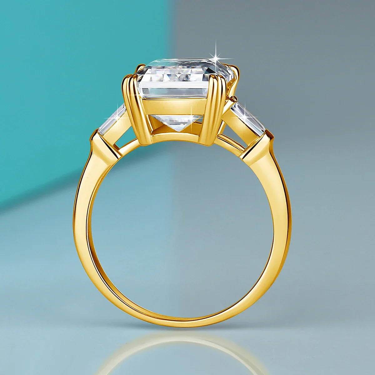 Luxury Emerald Cut Moissanite Engagement & Wedding Ring