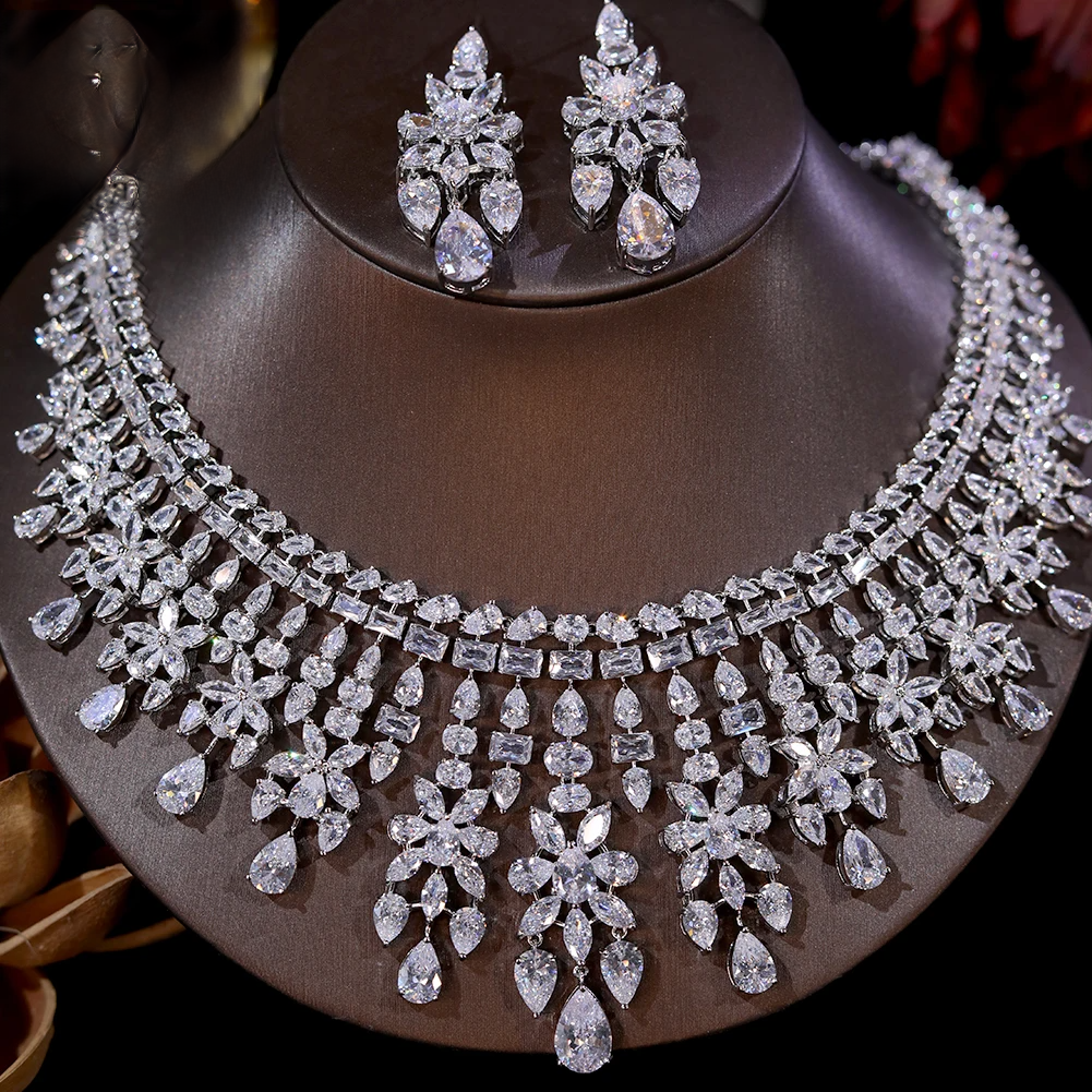 Luxury African Dubai Wedding Necklace & Earrings Set for Women