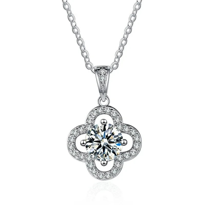 1 Carat Moissanite Pendant Necklace – D Color, 925 Silver