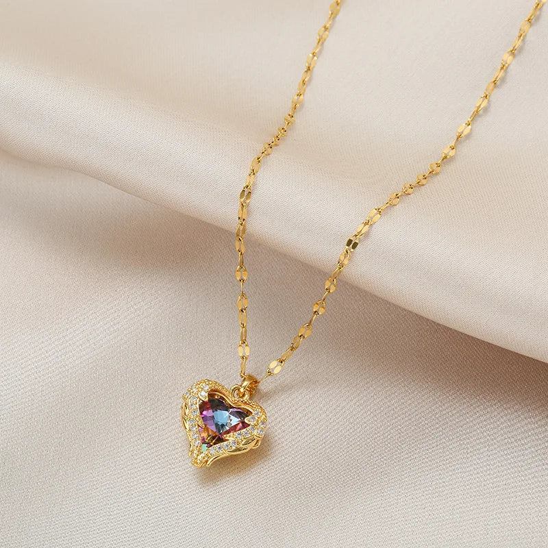 Pendant Stainless Steel Necklace – Korean Fashion for Women