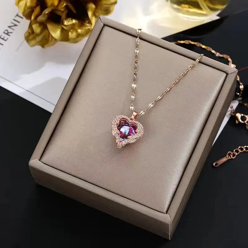 Pendant Stainless Steel Necklace – Korean Fashion for Women