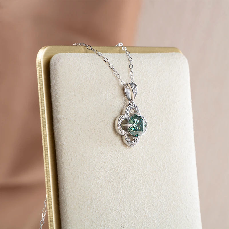 1 Carat Moissanite Pendant Necklace – D Color, 925 Silver
