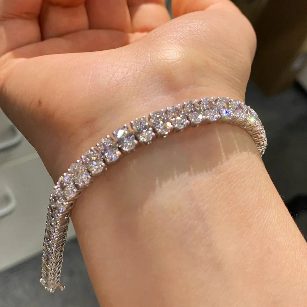 Oval Moissanite Tennis Bracelet Sterling Silver Gold Plated