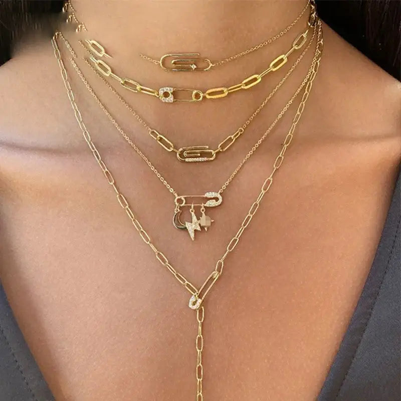 Lightning Paperclip CZ Pave Choker Necklace for Women