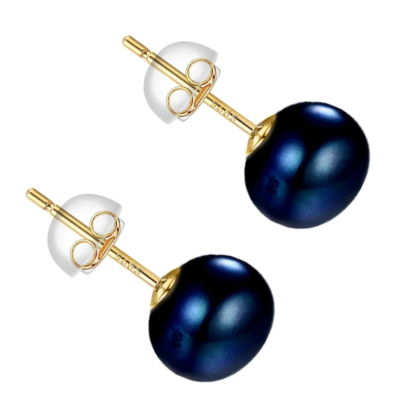 Natural Freshwater Pearl Stud Earrings in Sterling Silver