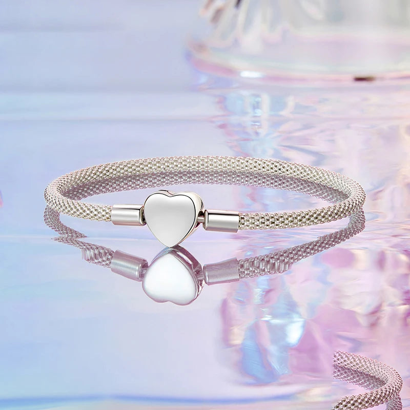 Sterling Silver Heart Bracelet – Simple Love Bangle for Women