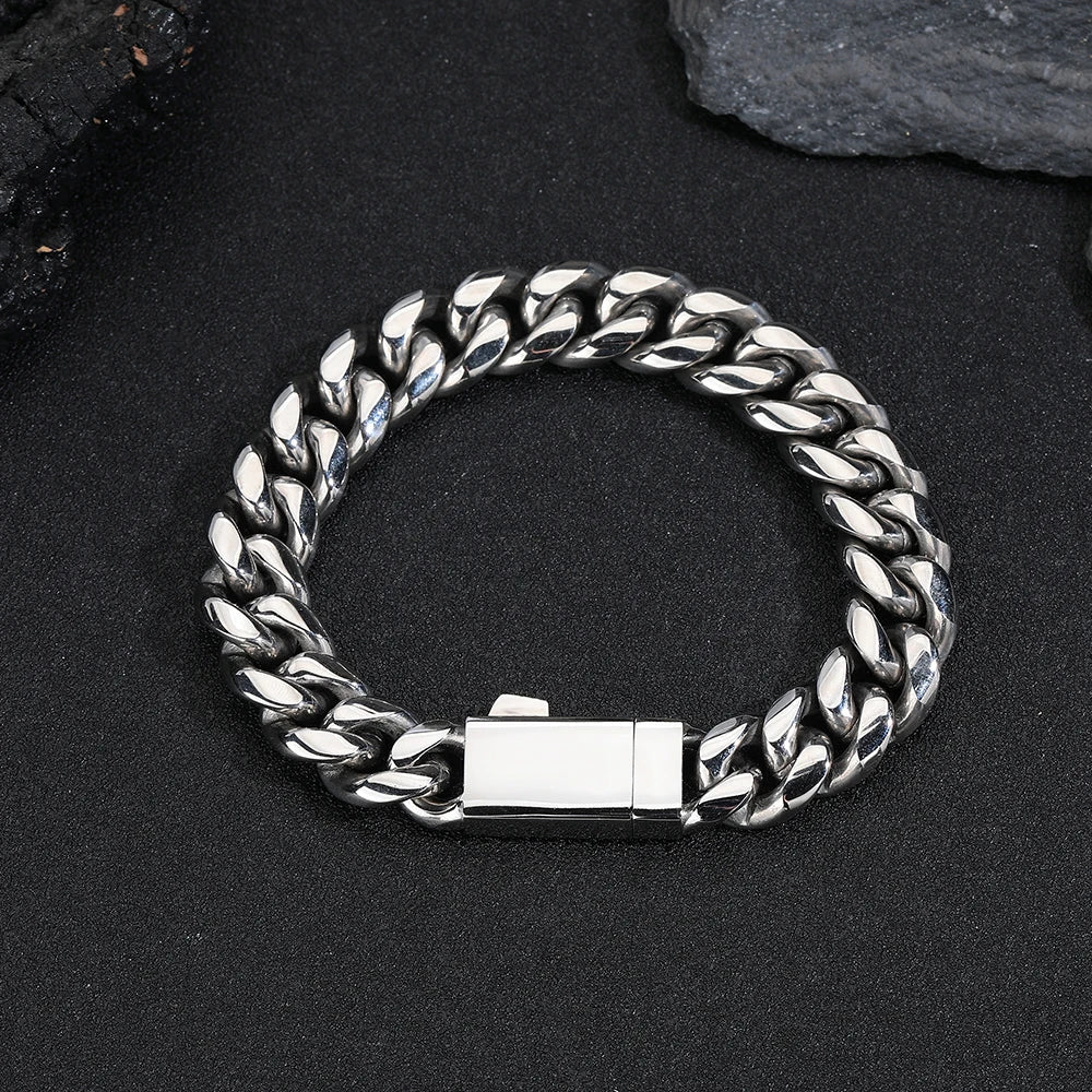 Men’s Hip Hop Cuban Link Chain Necklace, Stainless Steel, Free Laser Name