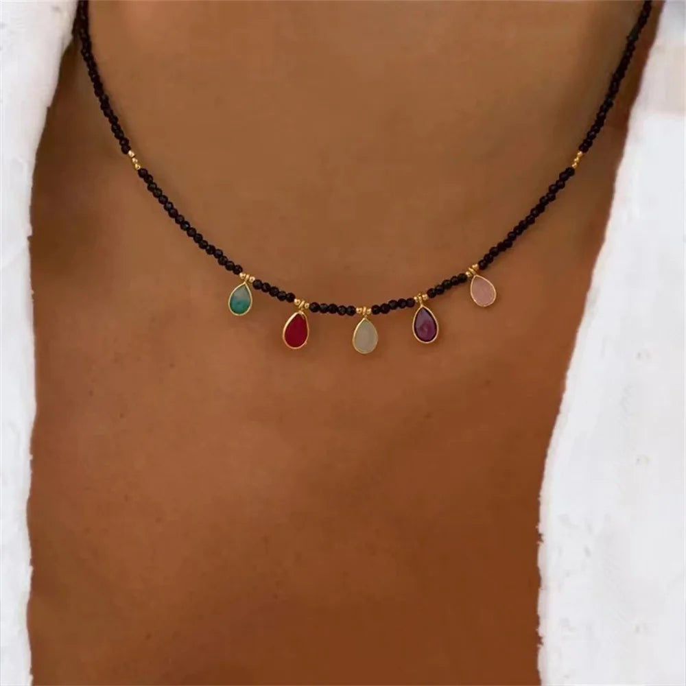 Bohemian Multilayer Crystal Drop Necklace for Women