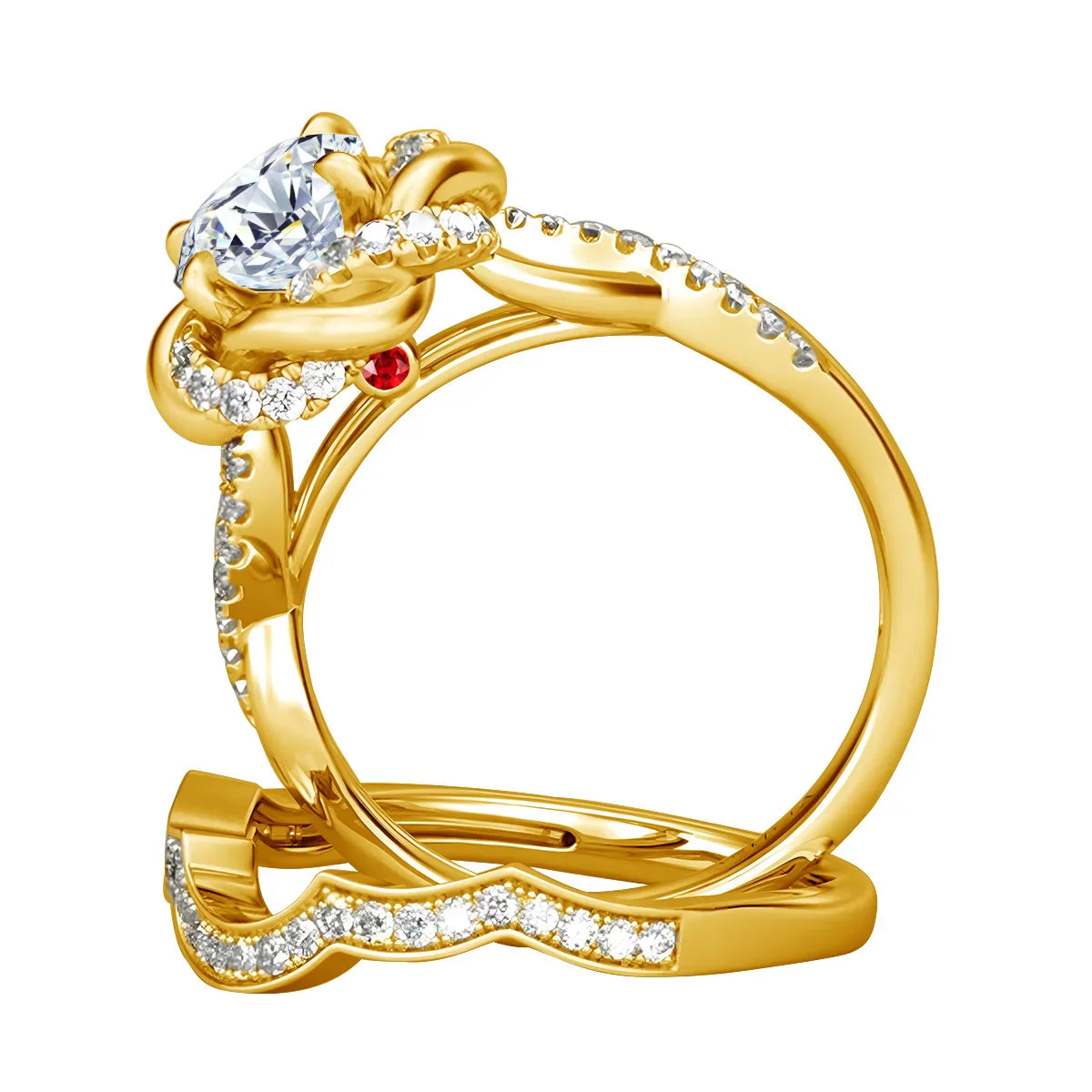 Luxury Moissanite Engagement and Wedding Ring Set in Sterling Silver
