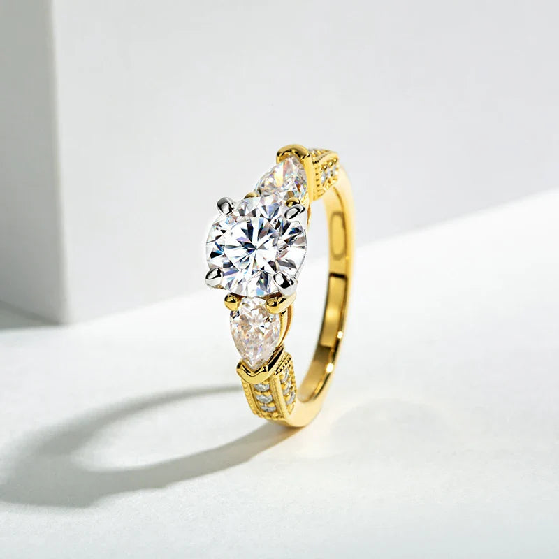 Luxury Moissanite Engagement and Wedding Ring in Sterling Silver