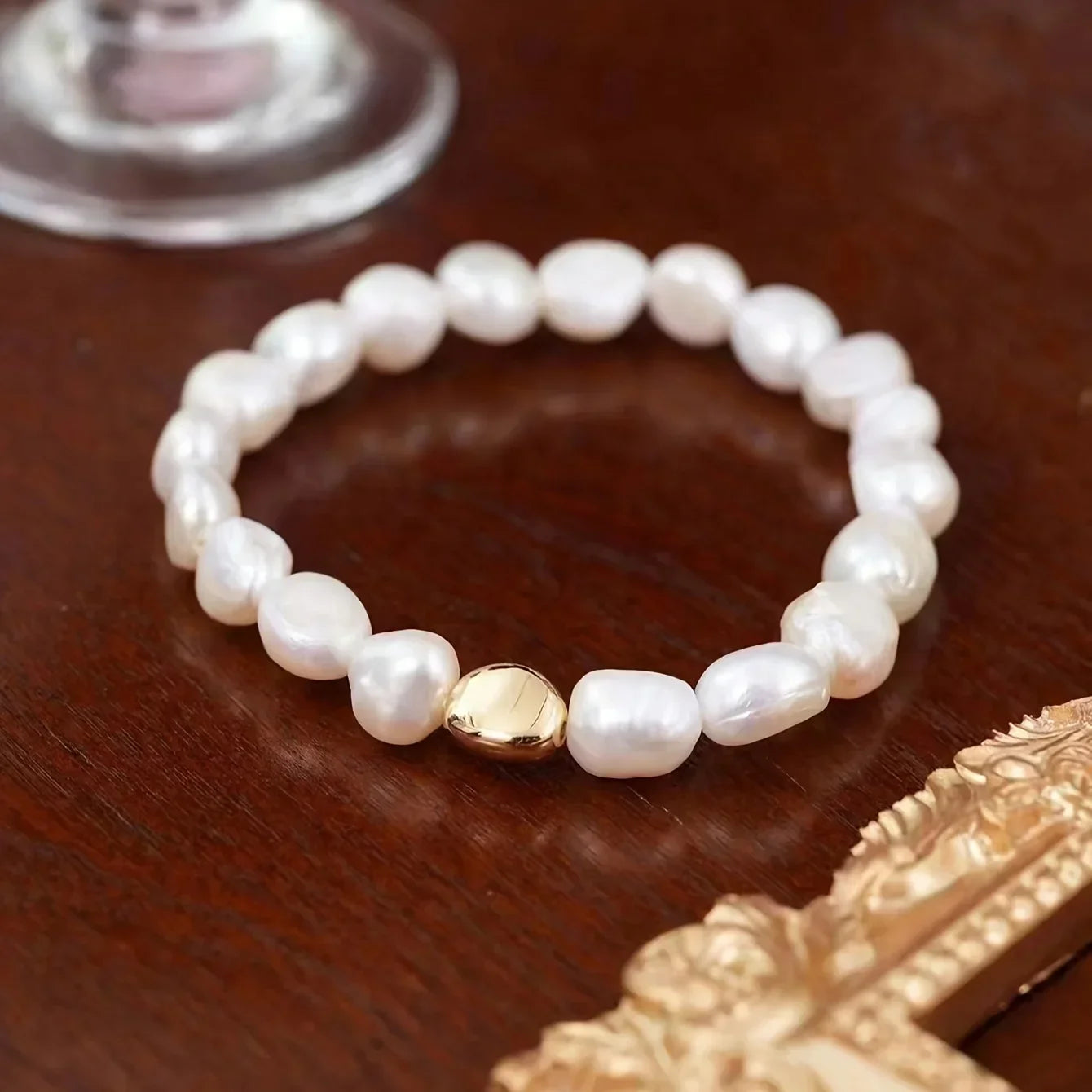 Elegant Baroque Freshwater Pearl Bracelet in Sterling Silver