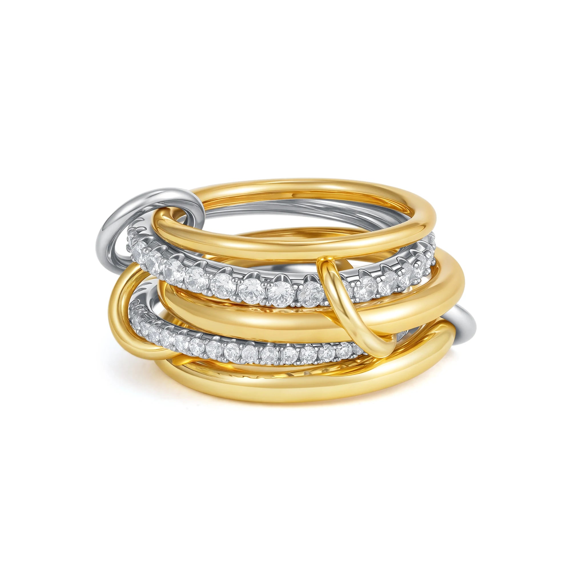 Luxury Gold Plated Cubic Zirconia Stackable Rings Set for Women
