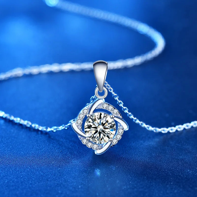1ct Moissanite Square Necklace – 925 Silver, Trendy & Elegant