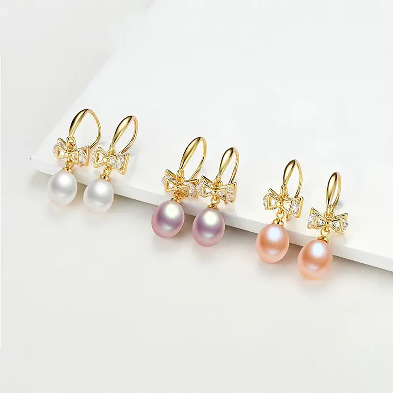 Butterfly Bow Pearl Dangle Earrings for Women Luxury Jewelry Gift