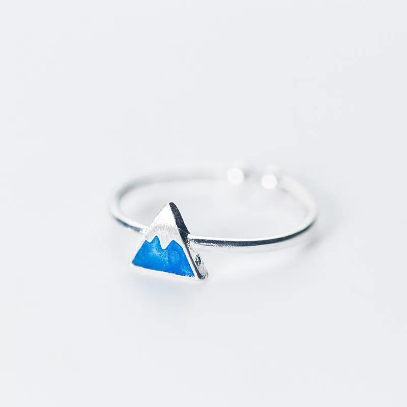 Mermaid Whale Tail Moonstone Stackable Ring – Blue Green Silver