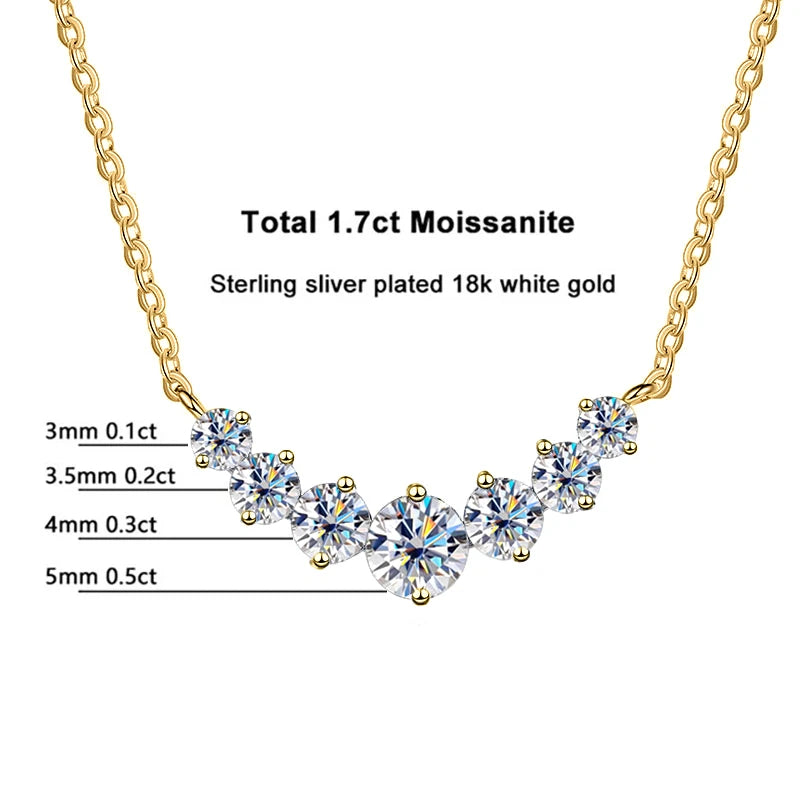 Moissanite Necklace for Women | 18K Gold Plated 925 Silver, GRA Certified