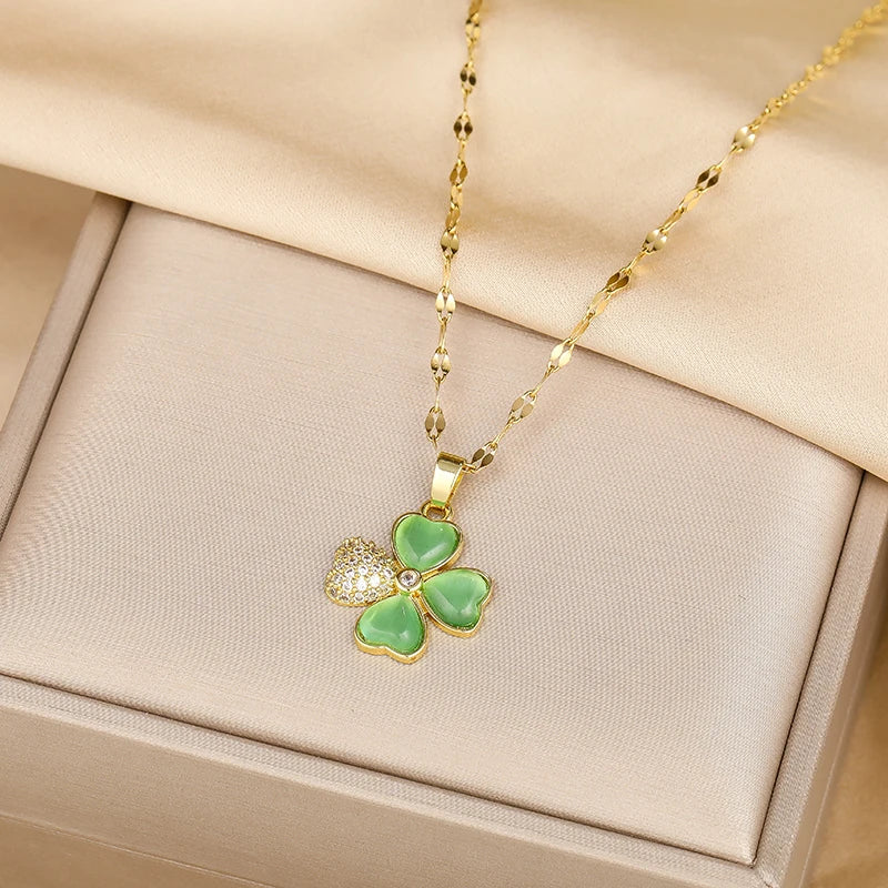 Luxury Zircon Crystal Pendant Necklace – Korean Fashion for Women