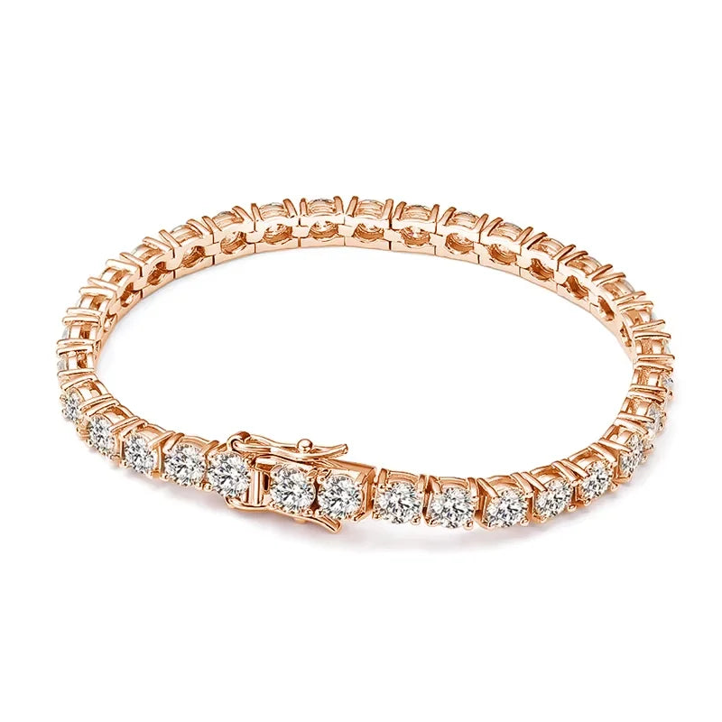 Moissanite Tennis Bracelet – 18k White Gold Silver GRA