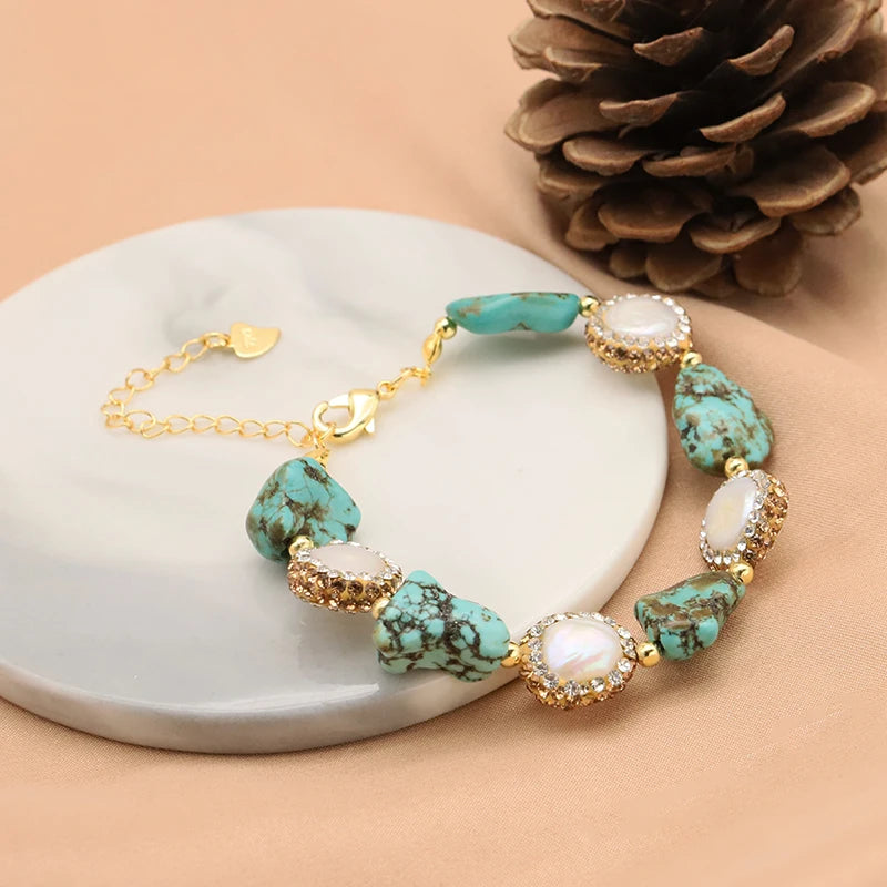 Luxury Baroque Pearl Zircon Bracelet Korean Fashion Jewelry