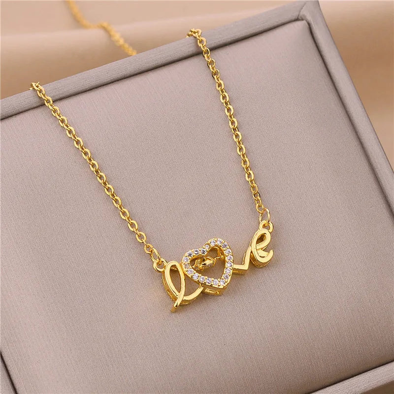 Pendant Stainless Steel Necklace – Korean Fashion for Women