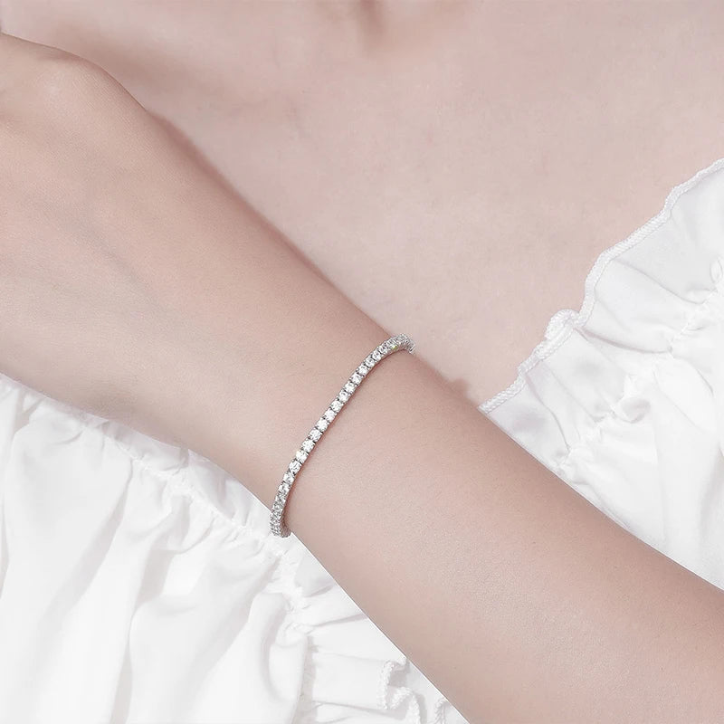 Moissanite Tennis Bracelet in White Gold Plated Sterling Silver