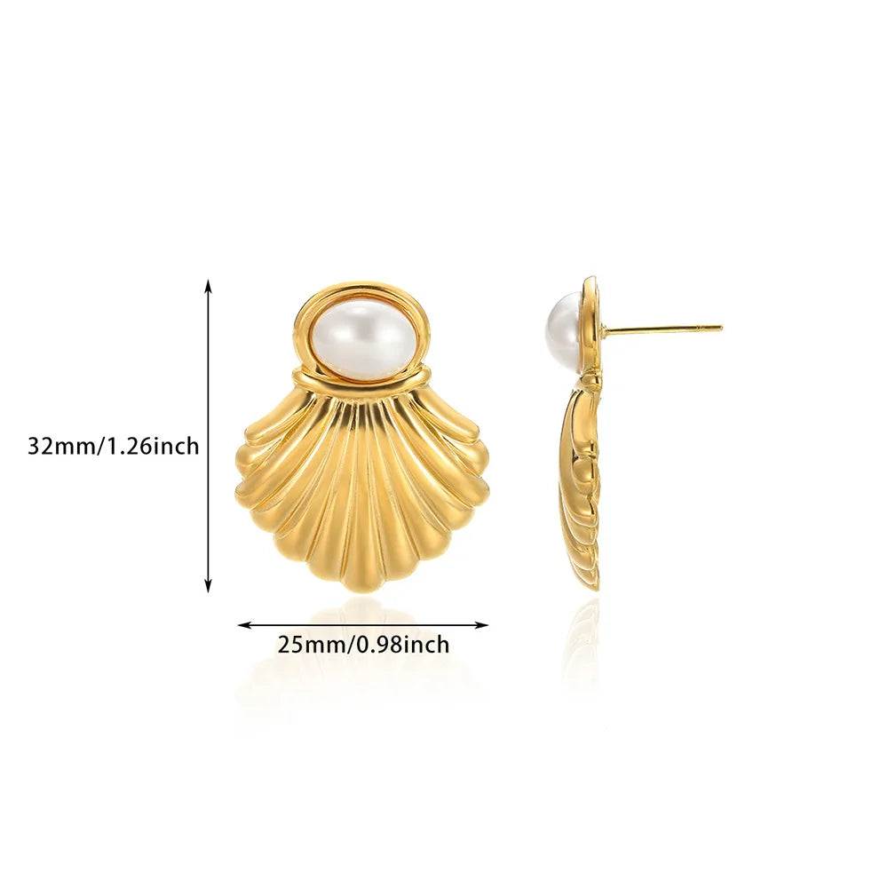 Baroque Pearl Circle Earrings for Women – Vintage Punk Clip-On