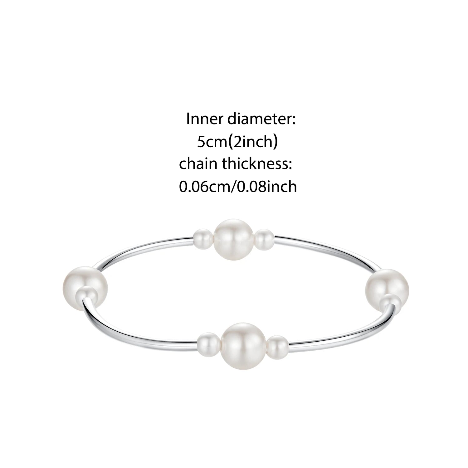 Elegant Sterling Silver Pearl Stretch Bracelet for Women