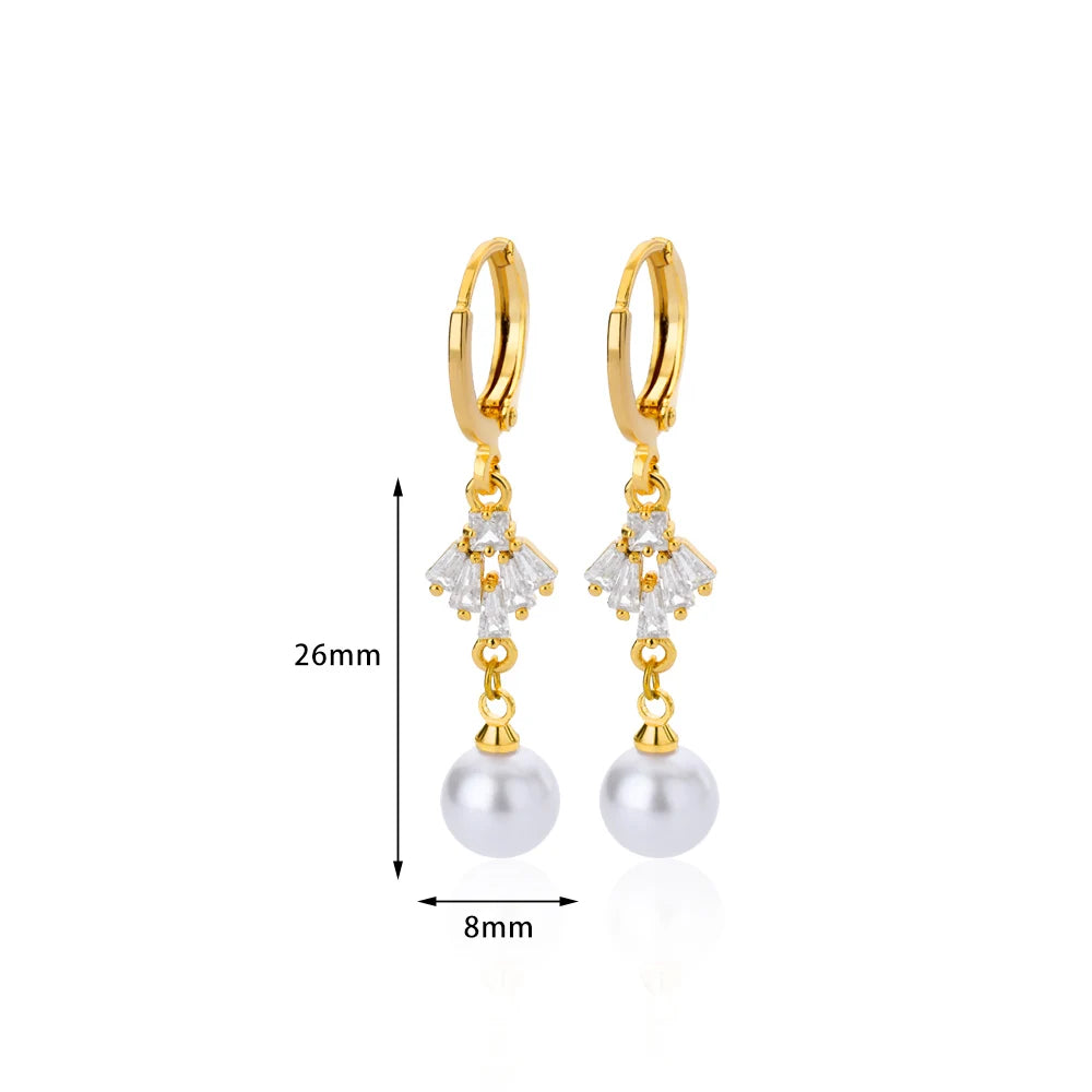 Gold Butterfly Pearl Zircon Earrings for Women – Luxury Jewelry Gift